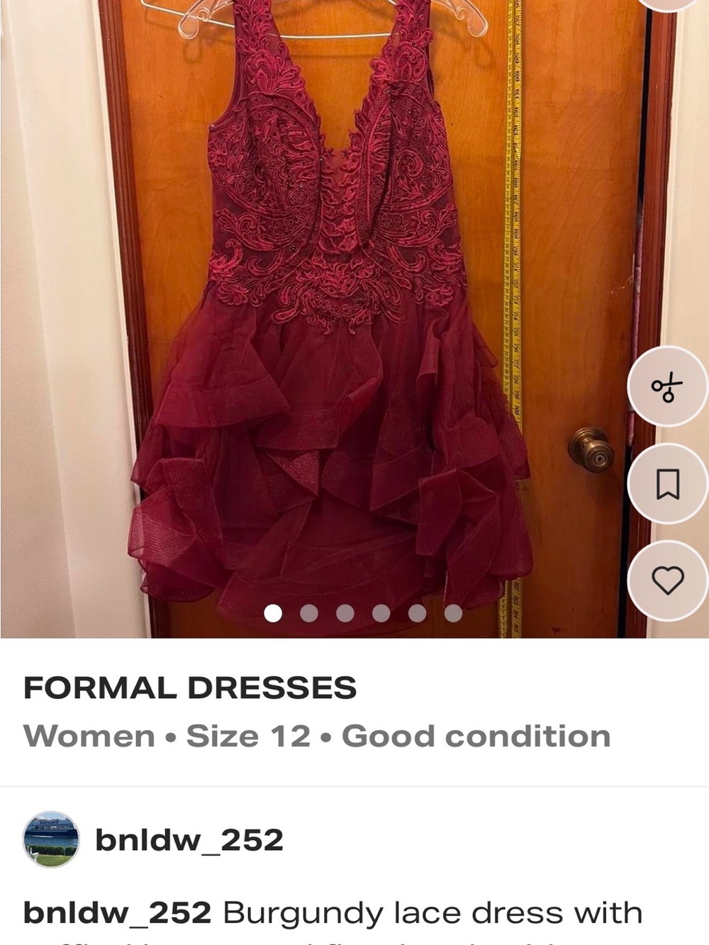 Mon Cheri Burgundy Lace Appliqué Mini Dress